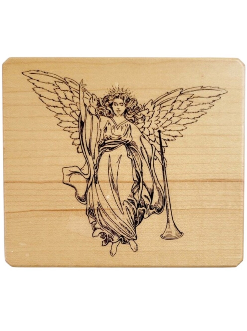 Inkadinkado Galerie Vernissage Angel w/Trumpet Rubber Stamp USA (#8950)